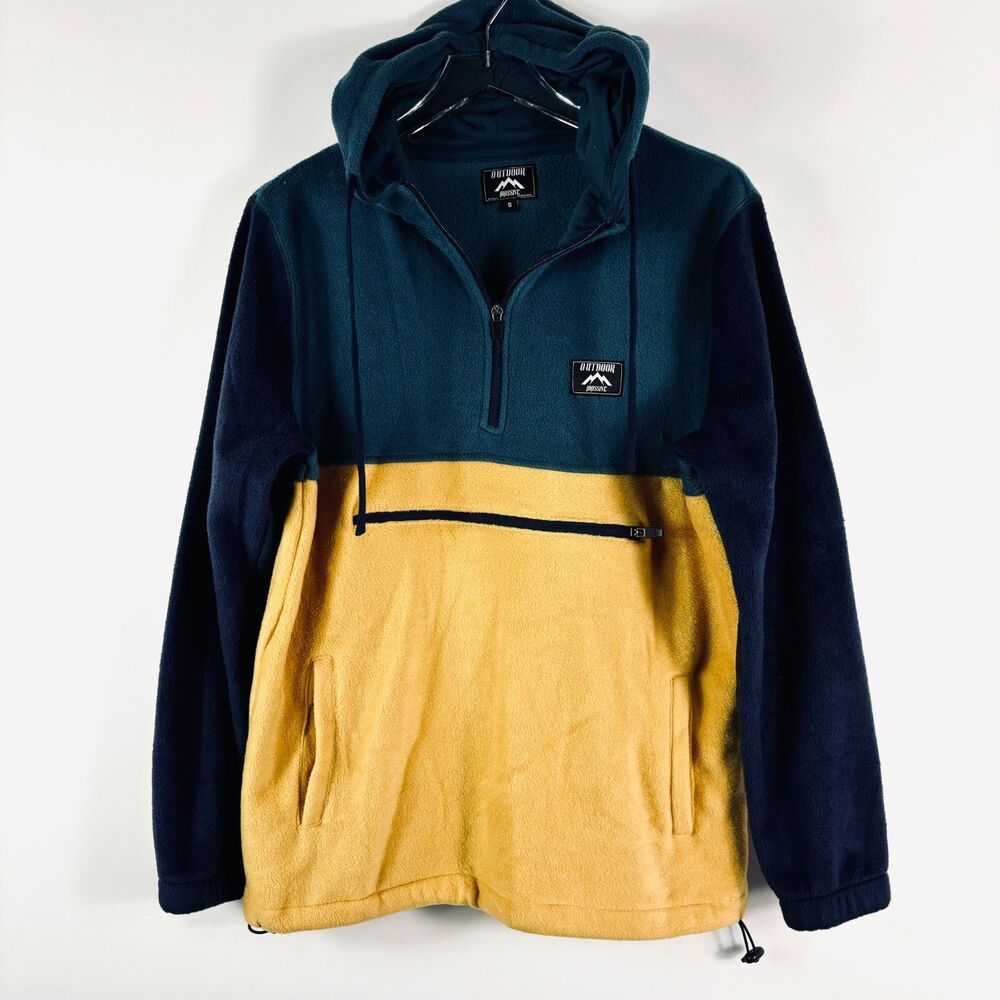 Outdoor Massive Hoodie Polar Fleece Color Block S Hiking Gorpcore 1/4 Zip Multi